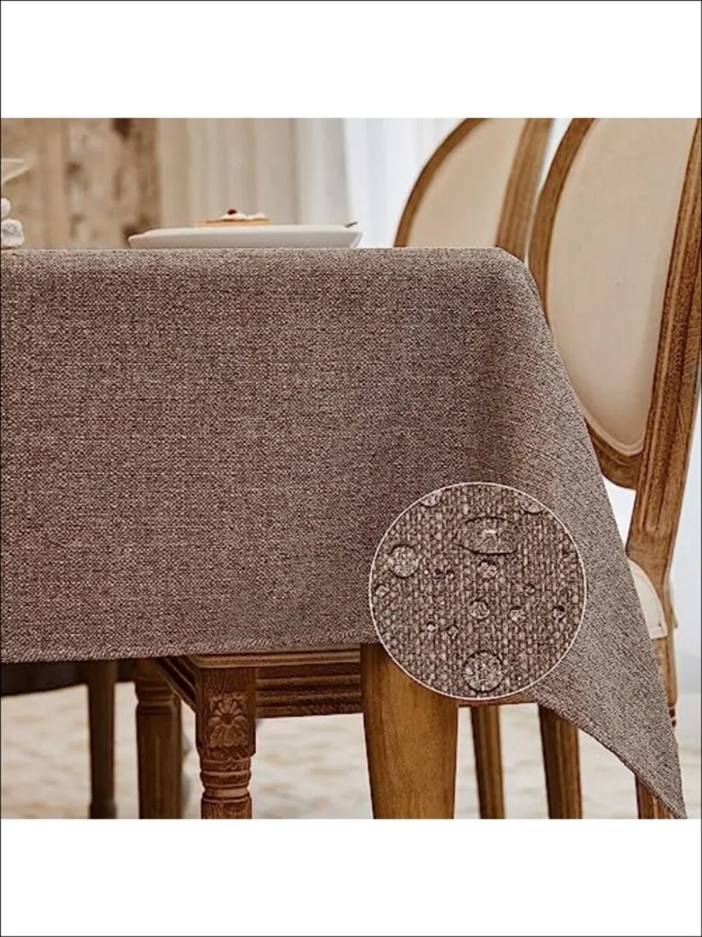Waterproof Rectangle Table Cloth Wrinkle Resistant Tech Linen Dining Cover